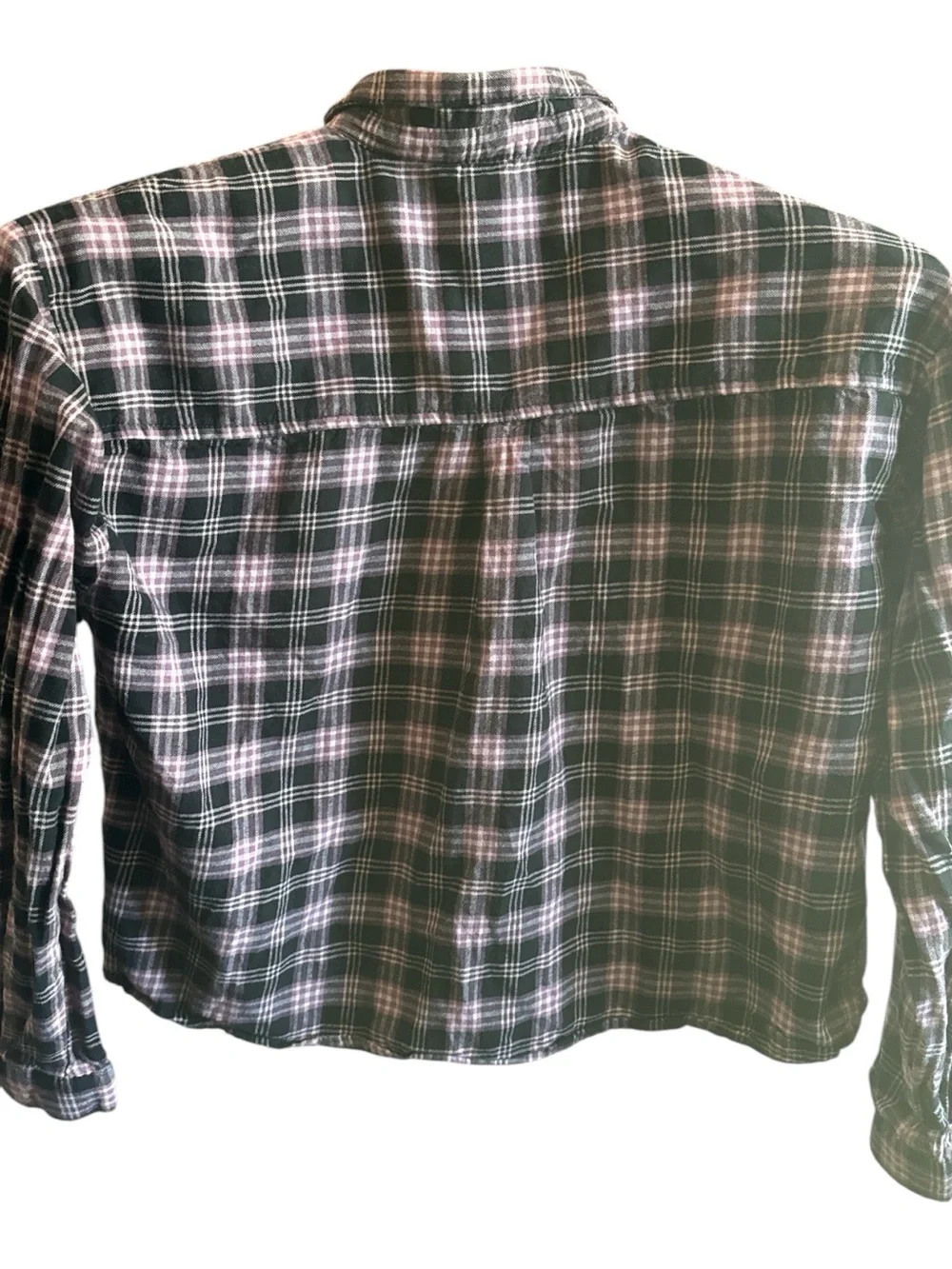 Black & Pink Plaid Button-Up Shirt Big Girls Size 14 Western Casual Country Top